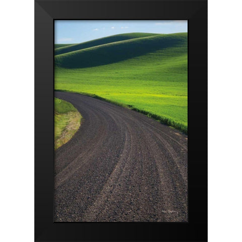 Going Through Palouse Wheat Fields Black Modern Wood Framed Art Print by Majchrowicz, Alan