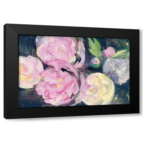 Evening Peonies I Black Modern Wood Framed Art Print with Double Matting by Hristova, Albena