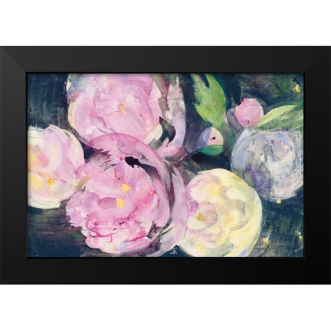 Evening Peonies I Black Modern Wood Framed Art Print by Hristova, Albena