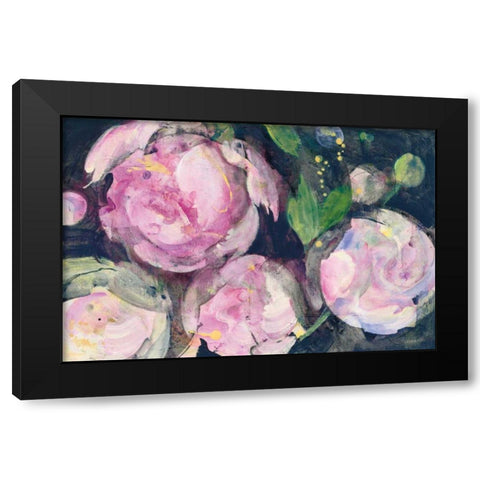 Evening Peonies II Black Modern Wood Framed Art Print by Hristova, Albena