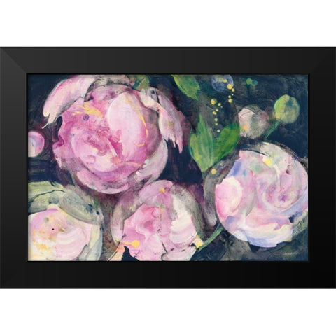 Evening Peonies II Black Modern Wood Framed Art Print by Hristova, Albena