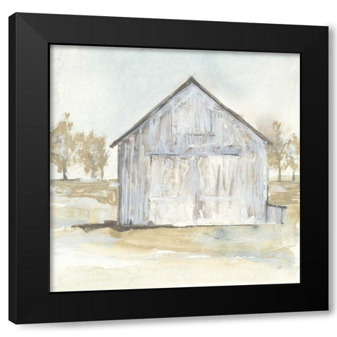 White Barn I Black Modern Wood Framed Art Print with Double Matting by Paschke, Chris