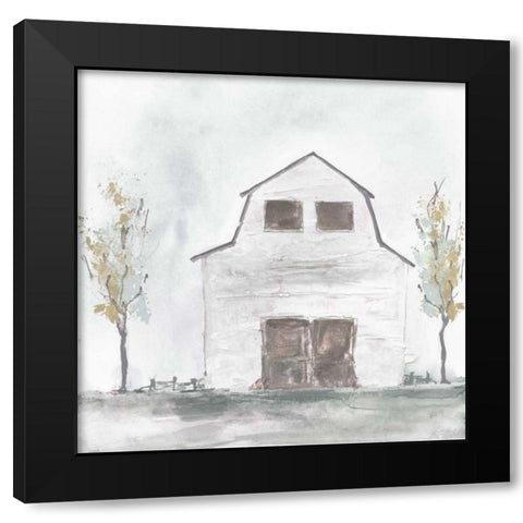 White Barn IV Black Modern Wood Framed Art Print with Double Matting by Paschke, Chris