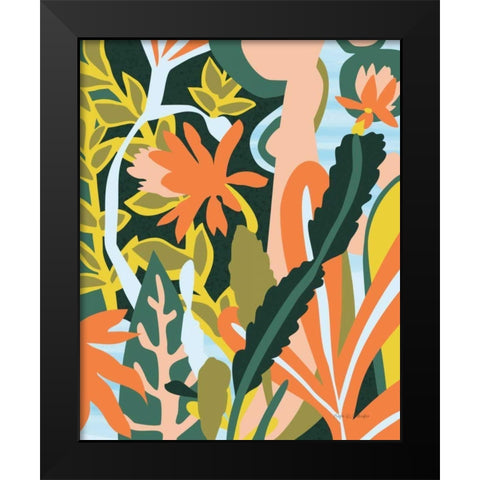 Cactus Flower Black Modern Wood Framed Art Print by Gallagher, Megan