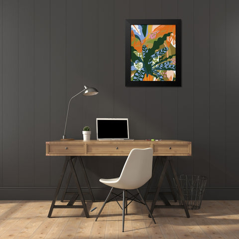 Calathea Black Modern Wood Framed Art Print by Gallagher, Megan