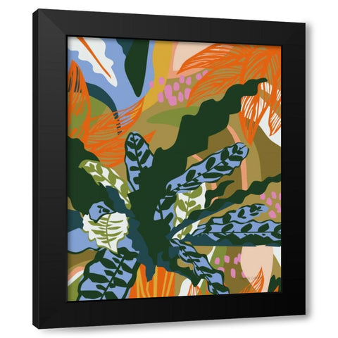 Calathea Black Modern Wood Framed Art Print with Double Matting by Gallagher, Megan