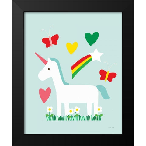 Unicorn Fun II Black Modern Wood Framed Art Print by Kelle, Ann