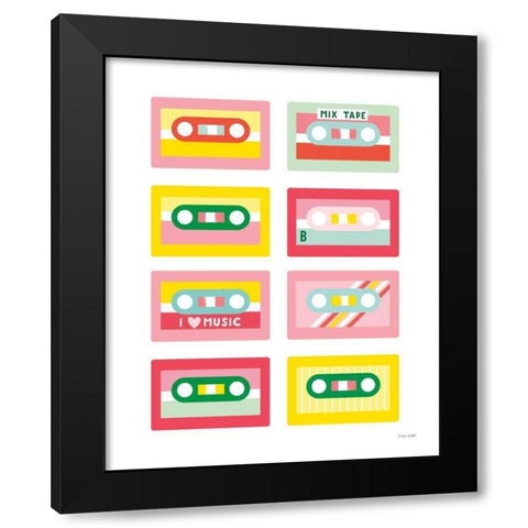 Lets Listen to Music III Black Modern Wood Framed Art Print with Double Matting by Kelle, Ann