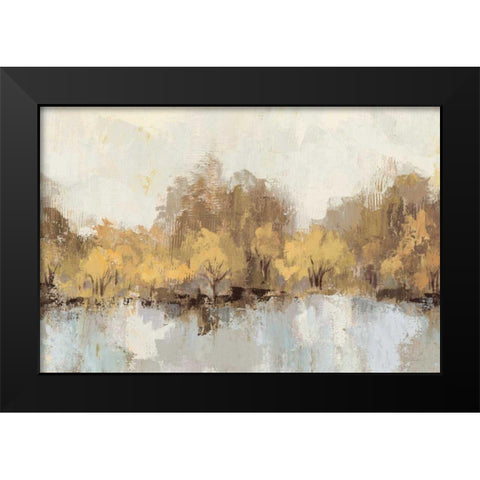 Autumn River Reflection Gold Black Modern Wood Framed Art Print by Vassileva, Silvia