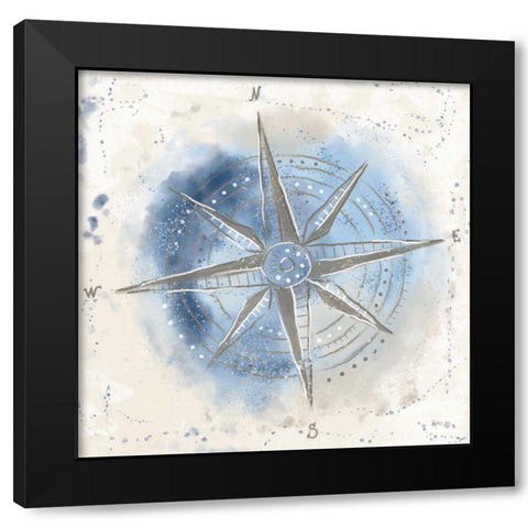 Explore the World II Blue Brown Black Modern Wood Framed Art Print with Double Matting by Charron, Veronique