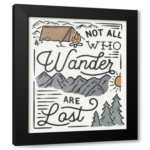 Adventurous V Wander Black Modern Wood Framed Art Print with Double Matting by Marshall, Laura