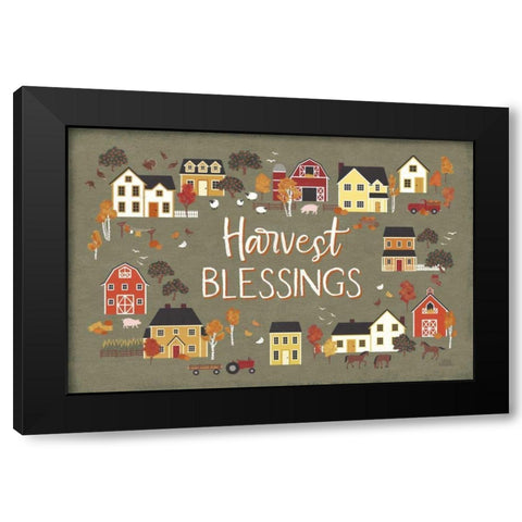 Harvest Village I Script Black Modern Wood Framed Art Print with Double Matting by Marshall, Laura