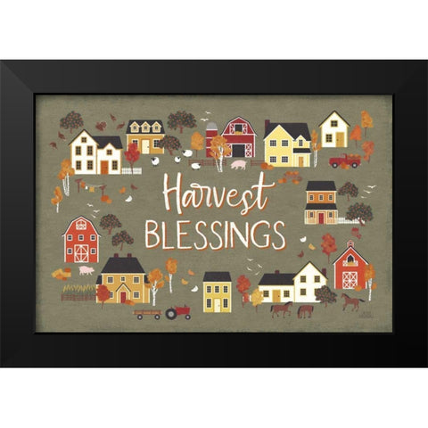 Harvest Village I Script Black Modern Wood Framed Art Print by Marshall, Laura