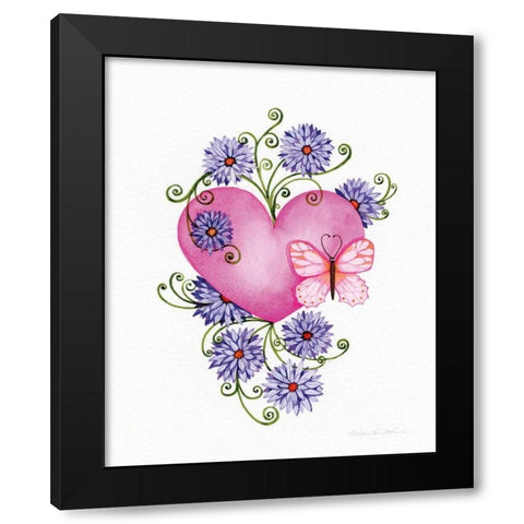 Hearts and Flowers III Black Modern Wood Framed Art Print with Double Matting by McKenna, Kathleen Parr