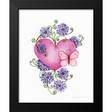 Hearts and Flowers III Black Modern Wood Framed Art Print by McKenna, Kathleen Parr