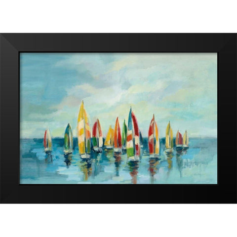 Regatta Black Modern Wood Framed Art Print by Vassileva, Silvia