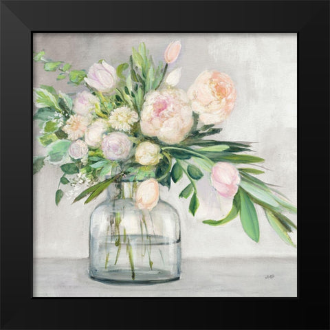 Blushing Spring Bouquet Gray Sq Black Modern Wood Framed Art Print by Purinton, Julia