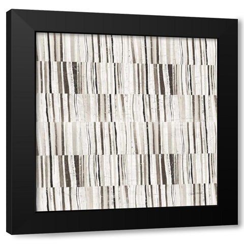 Neutral Stripes II Black Modern Wood Framed Art Print with Double Matting by Warrick, Cheryl