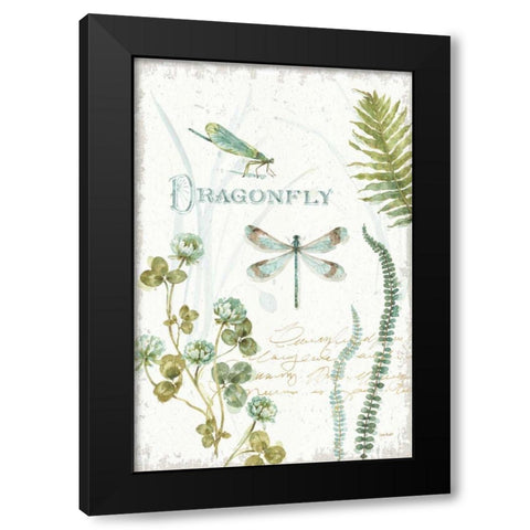 My Greenhouse Botanical Dragonfly Black Modern Wood Framed Art Print by Audit, Lisa