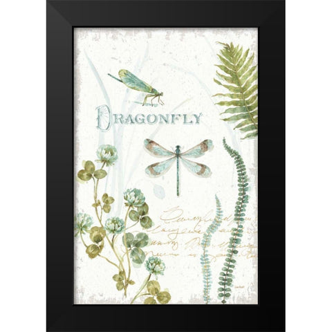 My Greenhouse Botanical Dragonfly Black Modern Wood Framed Art Print by Audit, Lisa