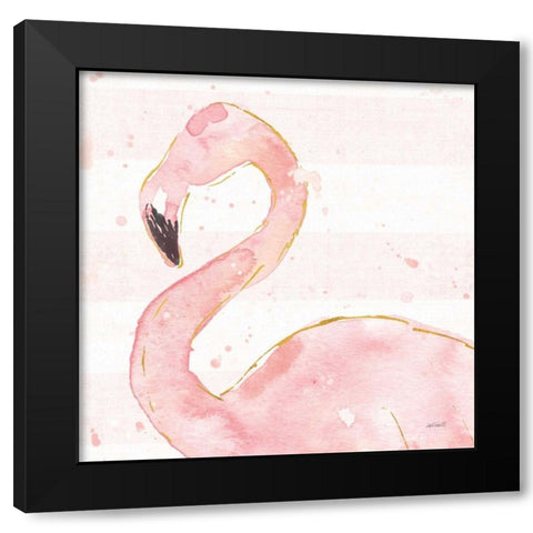 Flamingo Fever III Light No Words Black Modern Wood Framed Art Print with Double Matting by Tavoletti, Anne