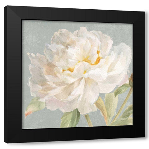 Garden Peony Neutral Crop Black Modern Wood Framed Art Print with Double Matting by Nai, Danhui