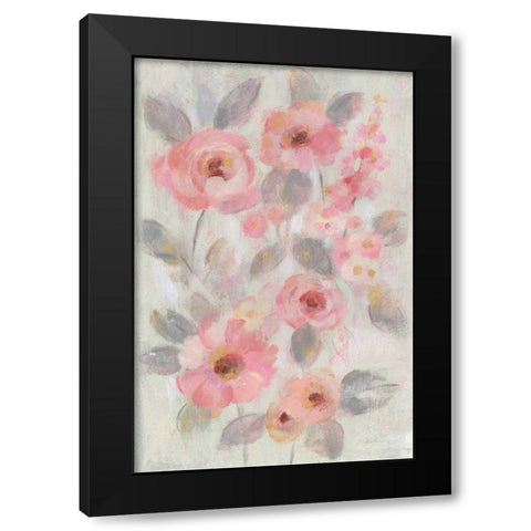 Expressive Pink Flowers I Black Modern Wood Framed Art Print with Double Matting by Vassileva, Silvia