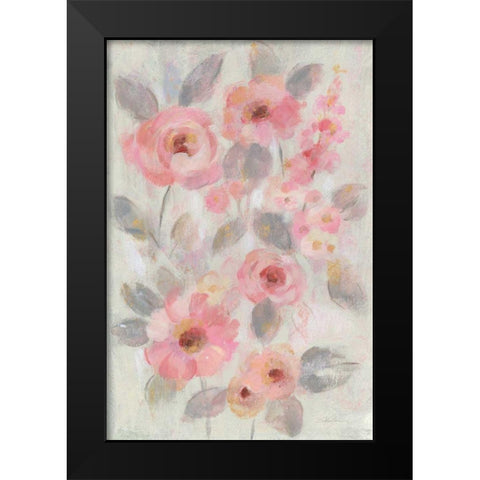 Expressive Pink Flowers I Black Modern Wood Framed Art Print by Vassileva, Silvia