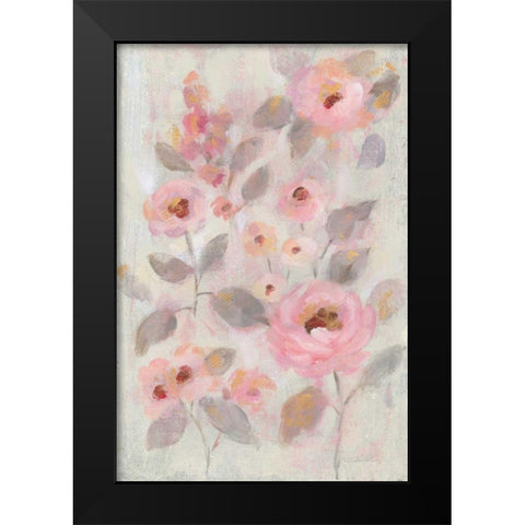 Expressive Pink Flowers II Black Modern Wood Framed Art Print by Vassileva, Silvia