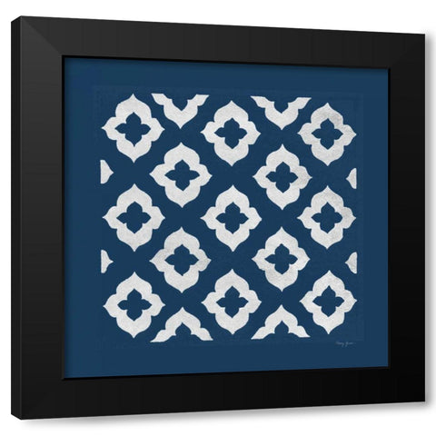 Simply Elegant I White on Blue Black Modern Wood Framed Art Print with Double Matting by Green, Nancy