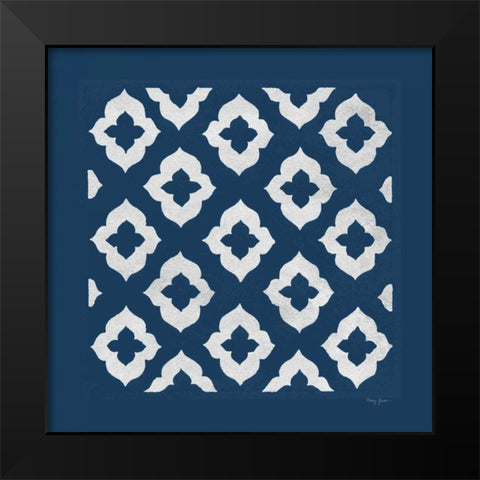 Simply Elegant I White on Blue Black Modern Wood Framed Art Print by Green, Nancy