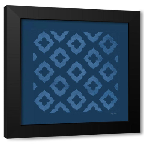 Simply Elegant I Light Blue on Dark Blue Black Modern Wood Framed Art Print with Double Matting by Green, Nancy