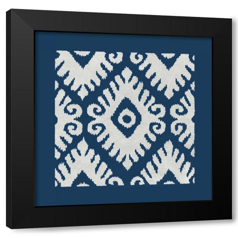 Simply Elegant VII White on Blue Black Modern Wood Framed Art Print with Double Matting by Green, Nancy