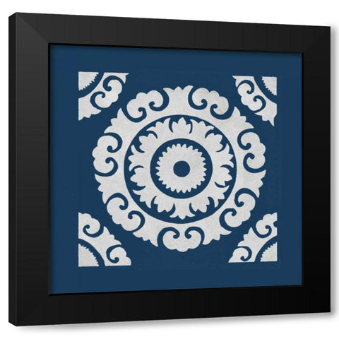 Simply Elegant VIII White on Blue Black Modern Wood Framed Art Print with Double Matting by Green, Nancy