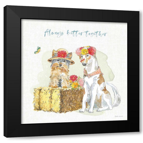 Furry Pals III Black Modern Wood Framed Art Print with Double Matting by Grove, Beth