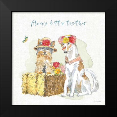 Furry Pals III Black Modern Wood Framed Art Print by Grove, Beth