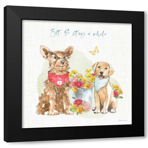 Furry Pals V Black Modern Wood Framed Art Print by Grove, Beth