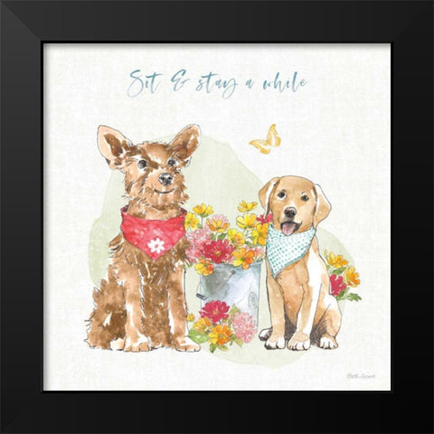 Furry Pals V Black Modern Wood Framed Art Print by Grove, Beth