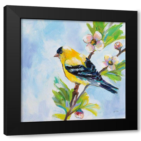 Golden Finch Black Modern Wood Framed Art Print with Double Matting by Vertentes, Jeanette