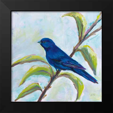 Indigo Bunting Black Modern Wood Framed Art Print by Vertentes, Jeanette