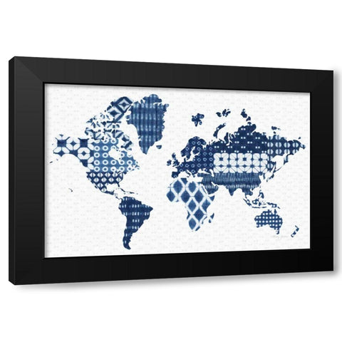 Shibori Map Black Modern Wood Framed Art Print with Double Matting by Green, Nancy