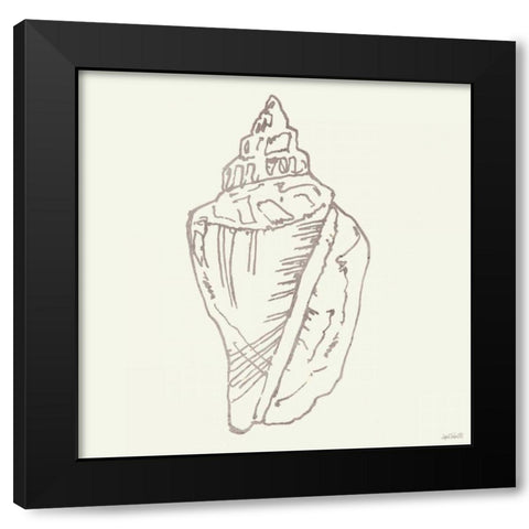 Coastal Breeze Shell Sketches III Silver Black Modern Wood Framed Art Print with Double Matting by Tavoletti, Anne