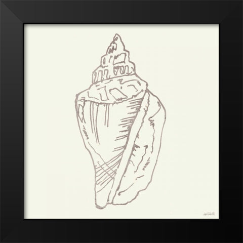 Coastal Breeze Shell Sketches III Silver Black Modern Wood Framed Art Print by Tavoletti, Anne