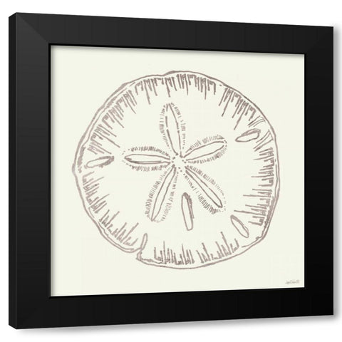 Coastal Breeze Shell Sketches IV Silver Black Modern Wood Framed Art Print with Double Matting by Tavoletti, Anne