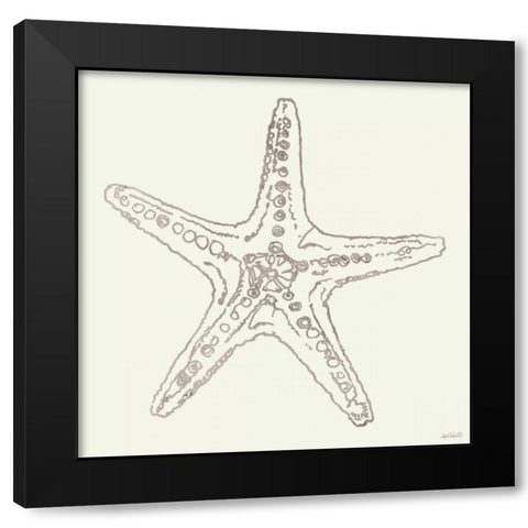 Coastal Breeze Shell Sketches VI Silver Black Modern Wood Framed Art Print with Double Matting by Tavoletti, Anne