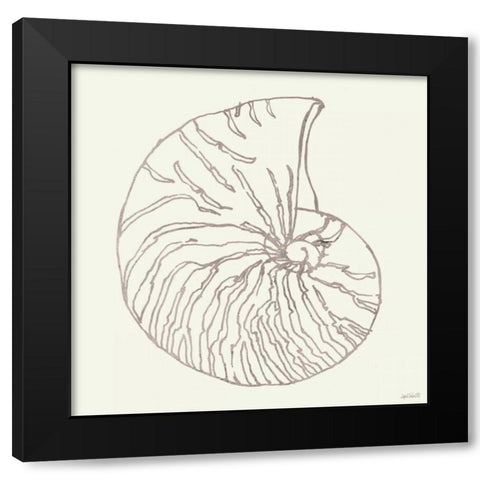 Coastal Breeze Shell Sketches VII Silver Black Modern Wood Framed Art Print with Double Matting by Tavoletti, Anne