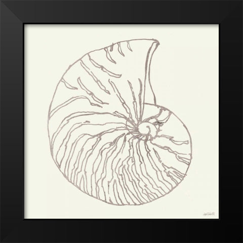Coastal Breeze Shell Sketches VII Silver Black Modern Wood Framed Art Print by Tavoletti, Anne