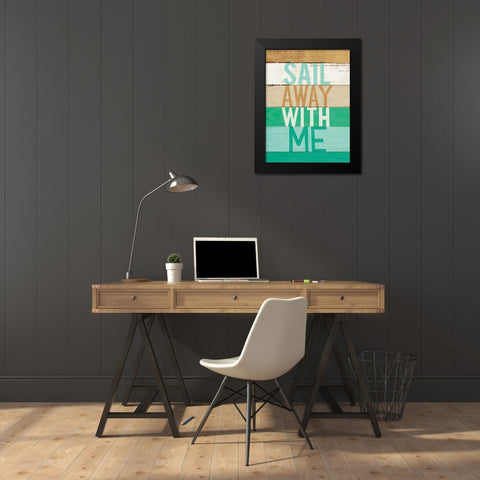 Beachscape Inspiration VII Green Black Modern Wood Framed Art Print by Mullan, Michael