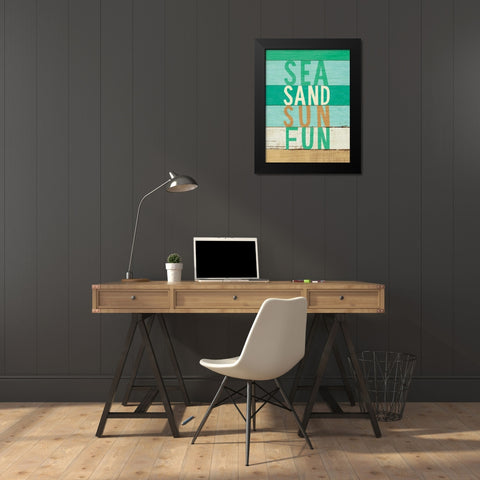 Beachscape Inspiration VIII Green Black Modern Wood Framed Art Print by Mullan, Michael