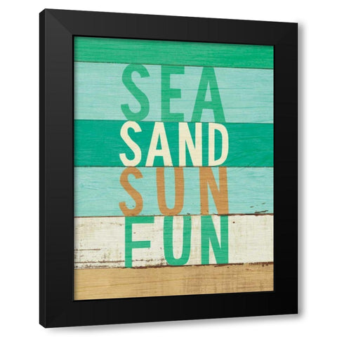 Beachscape Inspiration VIII Green Black Modern Wood Framed Art Print with Double Matting by Mullan, Michael